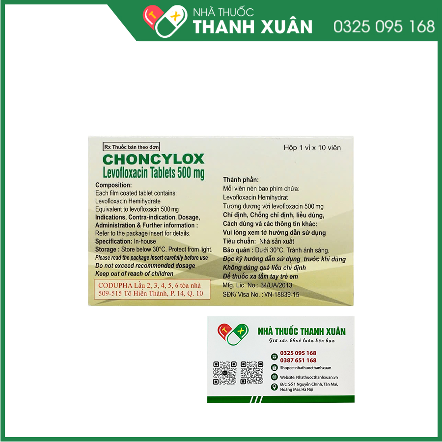 Choncylox thuốc kháng sinh điều trị nhiễm khuẩn hô hấp, tiết niệu, da và mô mềm